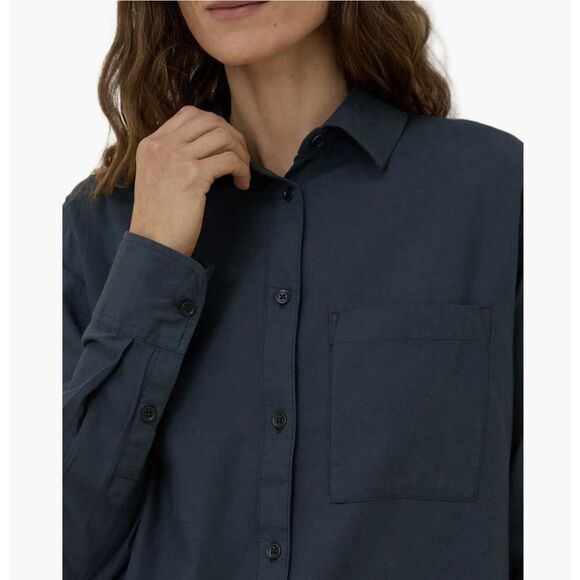 Pact Organic Cotton Shirt Women’s XL Blue Button Down Long Sleeve Pocket Casual - Picture 2 of 9
